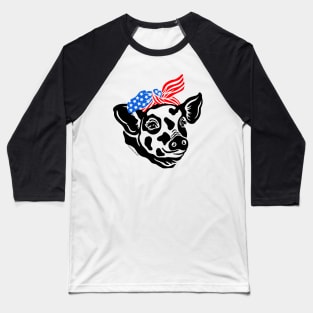 Patriotic Pig USA American Flag Bandana Stars & Stripes Baseball T-Shirt